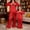 Red, variant on Mommy and Me Matching Pajamas Long Sleeve Lapel Stripe Print Button Up Tops and Pants Set