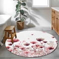 thumbnail image 3 of Round Rug 4Ft Washable Non-Slip, Watercolor Flowers Circle Area Rugs for Living Room Bedroom, Spring Pink Ink Floral Botanical Indoor Floor Mats Carpet Runner for Home Decor Aesthetic, 3 of 8