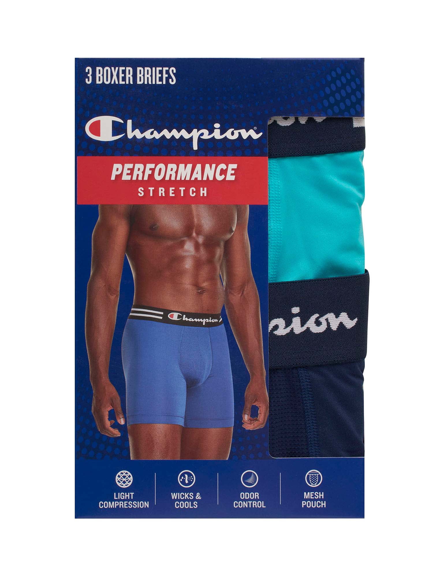 Champion Men's Athletics Tech Performance Boxer Brief, 3 Pack