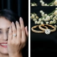 thumbnail image 3 of Rosec Jewels Minimalist Moissanite Wedding Set (D-VS1 Grade) 7 mm Round Engagement Ring with Band, 10K Yellow Gold, US 12.50, 3 of 8