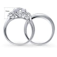 thumbnail image 4 of BERRICLE Sterling Silver 3-Stone Wedding Engagement Rings 1.25 Carat Round Cut Cubic Zirconia CZ Ring Set for Women, Rhodium Plated Size 8.5, 4 of 13