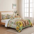 thumbnail image 1 of 3 Pieces King Quilt Set,Farm Blossom Sunflower Soft Bedding Sets with 1 Quilt & 2 Pillow Shams,Country Green Leaves Summer Bedspread Lightweight Coverlet Comforter, 1 of 2
