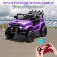 thumbnail image 5 of Lumiparty Kids 12V Kids Ride On Car for Kids, Electric Truck Ride On Toys for Ages 3-8 Years, with 5MPH Max Speed, Remote Control, Accelerator Pedal, Treaded Tires, Music and Story, Purple, 5 of 7
