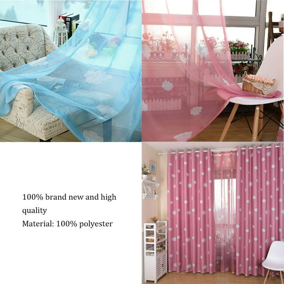 Floral Print Clouds Blockout Window Curtain Thicken Curtain Door Fabric Curtains Eyelet