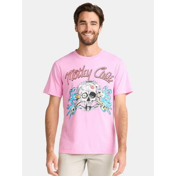 Motley Crue Men's and Big Men's Skull Pistons Graphic Tee, Sizes S-3XL