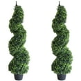 Large Fake Boxwood Topiary Spiral Trees, 3.6 ft (2 Pieces) for Indoor/Outdoor/Garden Decor