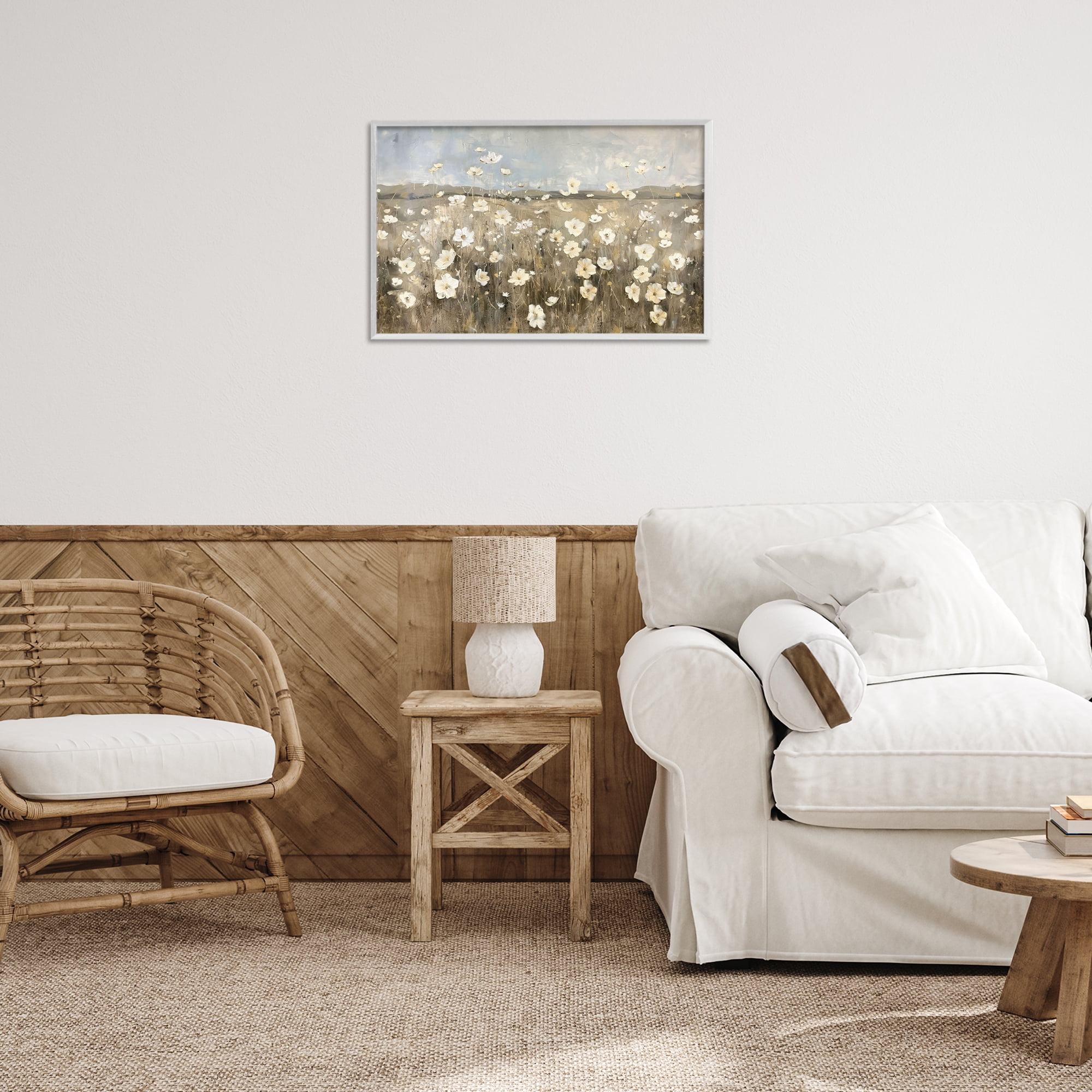 Stupell Industries Prairie Wildflower Meadow Landscape Painting White Framed Art Print Wall Art, 24 x 16