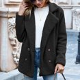 thumbnail image 4 of JULMCOMO Sherpa Fleece Jackets for Women Plus Size Lapel Collar Button Soft Fuzzy Teddy Coats Casual Warm Winter Outerwear with Pockets Black XL, 4 of 5
