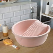 Washboard Basin Washtub Nonslip Washing Supplies Compact Laundry Basin Clothes Hand Wash Board for Outdoor Home Pants Blouses pink
