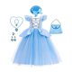 thumbnail image 4 of Disfraces De Princesa Azul Para Niñas Vestido De Fiesta De Cumpleaños Elegante Con Mangas Abullonadas Con Sombrero Guantes Corona Accesorios De Pendientes, 4 of 4