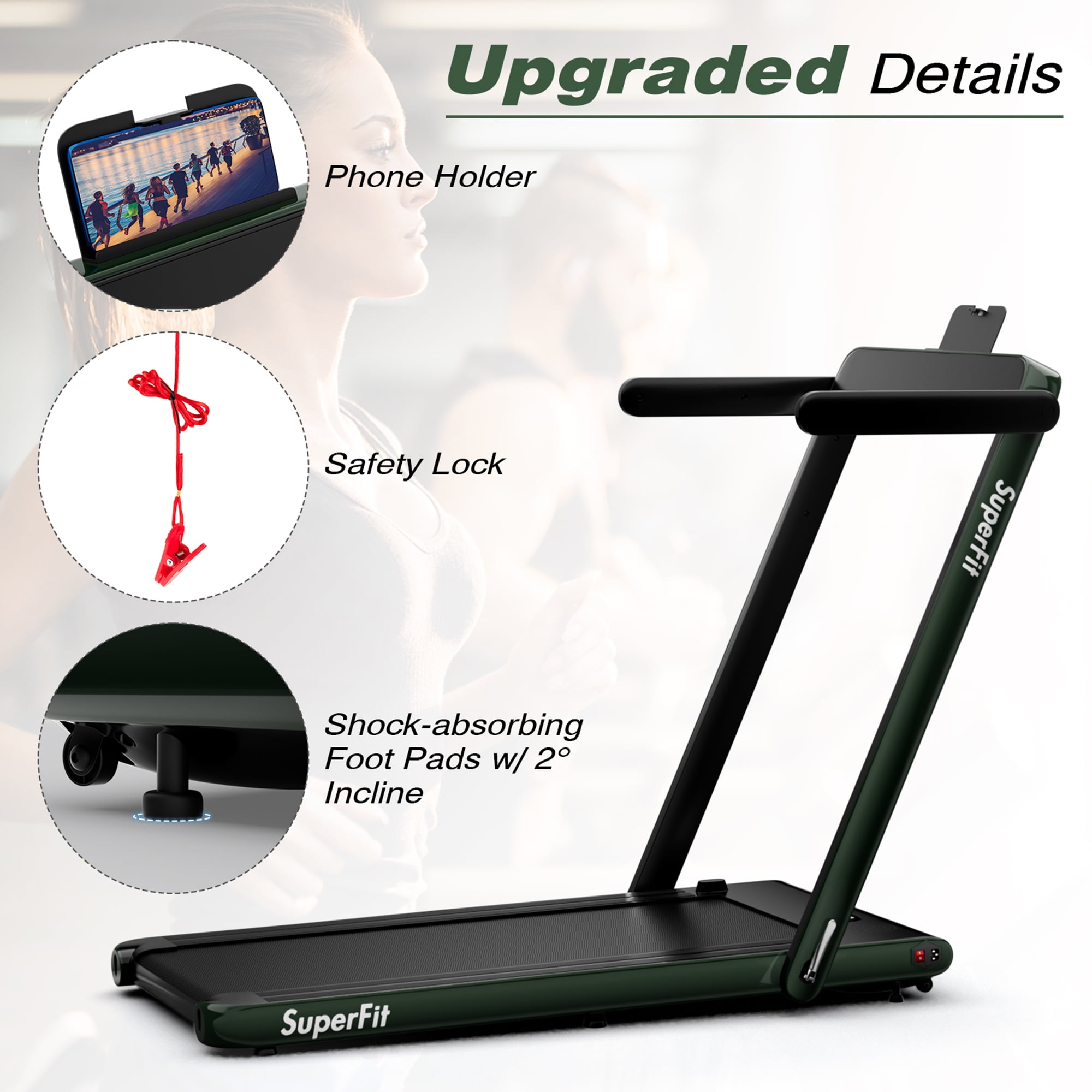 Gymax Motorized Treadmill Folding Under Desk Electric Treadmill w/ APP Green