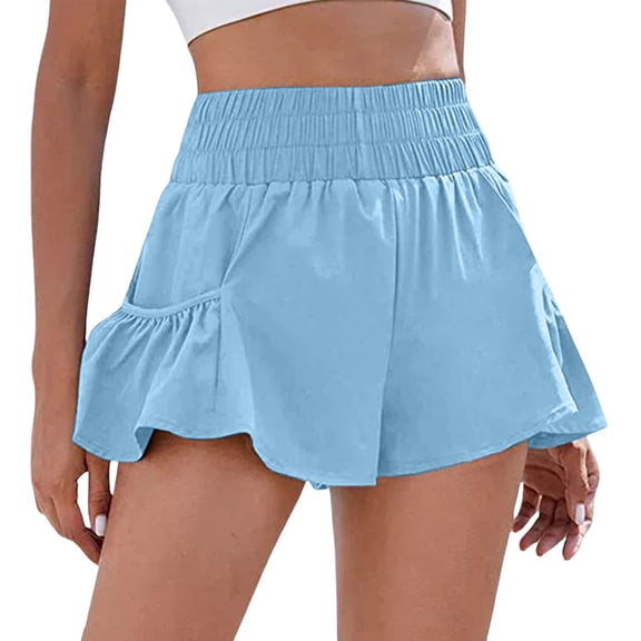 CHENge Womens High Waisted Shorts Athletic Running Fitness Shorts Workout Gym Quick Dry Flowy Golf Tennis Short With Pockets