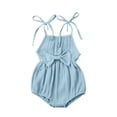 thumbnail image 1 of Binwwede Baby Girls Summer Bodysuit, Solid-Color Tied Spaghetti Strap Sleeveless Romper with Waist Bowknot for Toddlers, 1 of 9