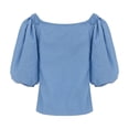 thumbnail image 2 of Women's Off Shoulder Bubble Sleeve Denim Jacket - Casual Sexy Top, Polyester Material, Size S-XXL, 2 of 8
