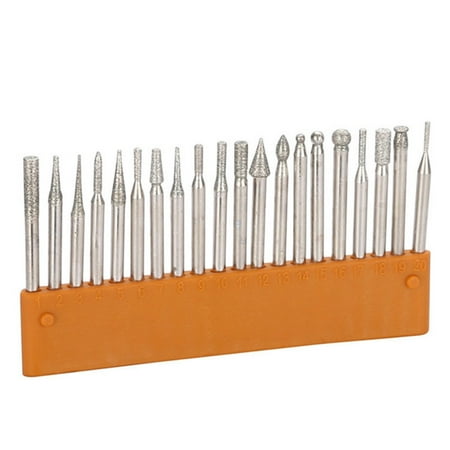 

Dtydtpe 20 pcs 3 Handle Set Diamond Grinding Head Grinding Needle Packing Box Diamond round Diamond File compatible with Motor Carver Bit Guide Set Wall Attachment 3/8 round Files for Metal Auto H