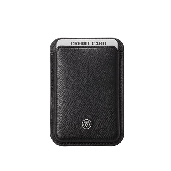 Cross Magnetic Phone Wallet, Cell Phone Card Holder, RFID-Blocking, Genuine Saffiano Leather Wallet Attachment for Mobile - Black