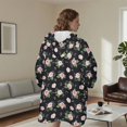 thumbnail image 5 of Wearable Lamb Fleece Blanket Hoodie,Pioneer Flower Floral Print Pattern Oversized Sherpa Blanket Hoodie with Super Pockets,Super Warm Fuzzy Pullover for Women & Men, 5 of 6