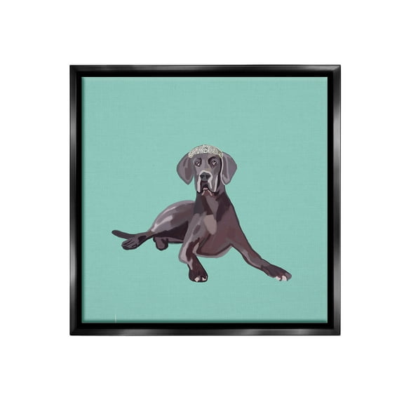 Stupell Industries Labrador Dog & Crown Animals & Insects Painting Black Floater Framed Canvas Art Print Wall Art, 18 x 18