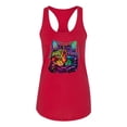 thumbnail image 2 of Wild Bobby, If You're Nice I Might Let You Live With Me Colorful Cat Animal Lover Ladies Racerback Tank Top, Red, X-Large, 2 of 3