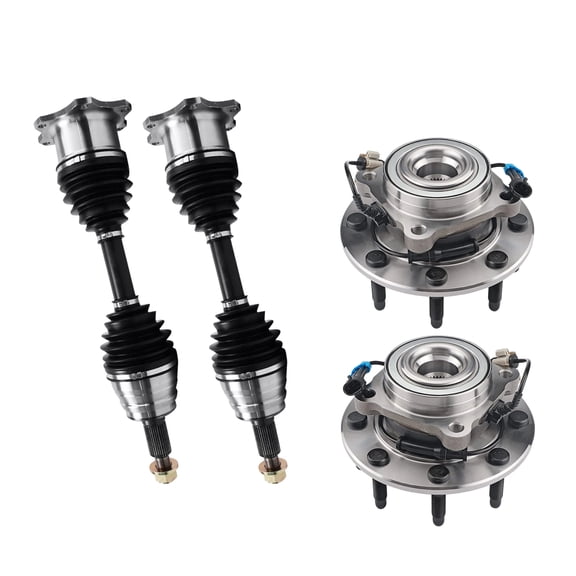 AutoShack Front Wheel Bearing Hubs CV Axles Kit Pair Replacement for 2007-2010 Chevrolet Silverado 2500 HD 4WD 2007-2010 GMC Sierra 2500 HD 4WD 2008-2009 Hummer H2 4WD, AWD 8-Lug 8 HUB010400437