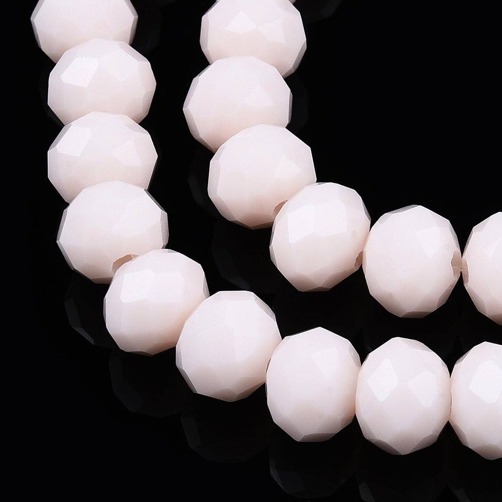 10Strand Opaque Solid Color Glass Beads Strands Faceted Rondelle Misty Rose 10x8mm Hole: 1mm about 63~65pcs/strand 49~50cm