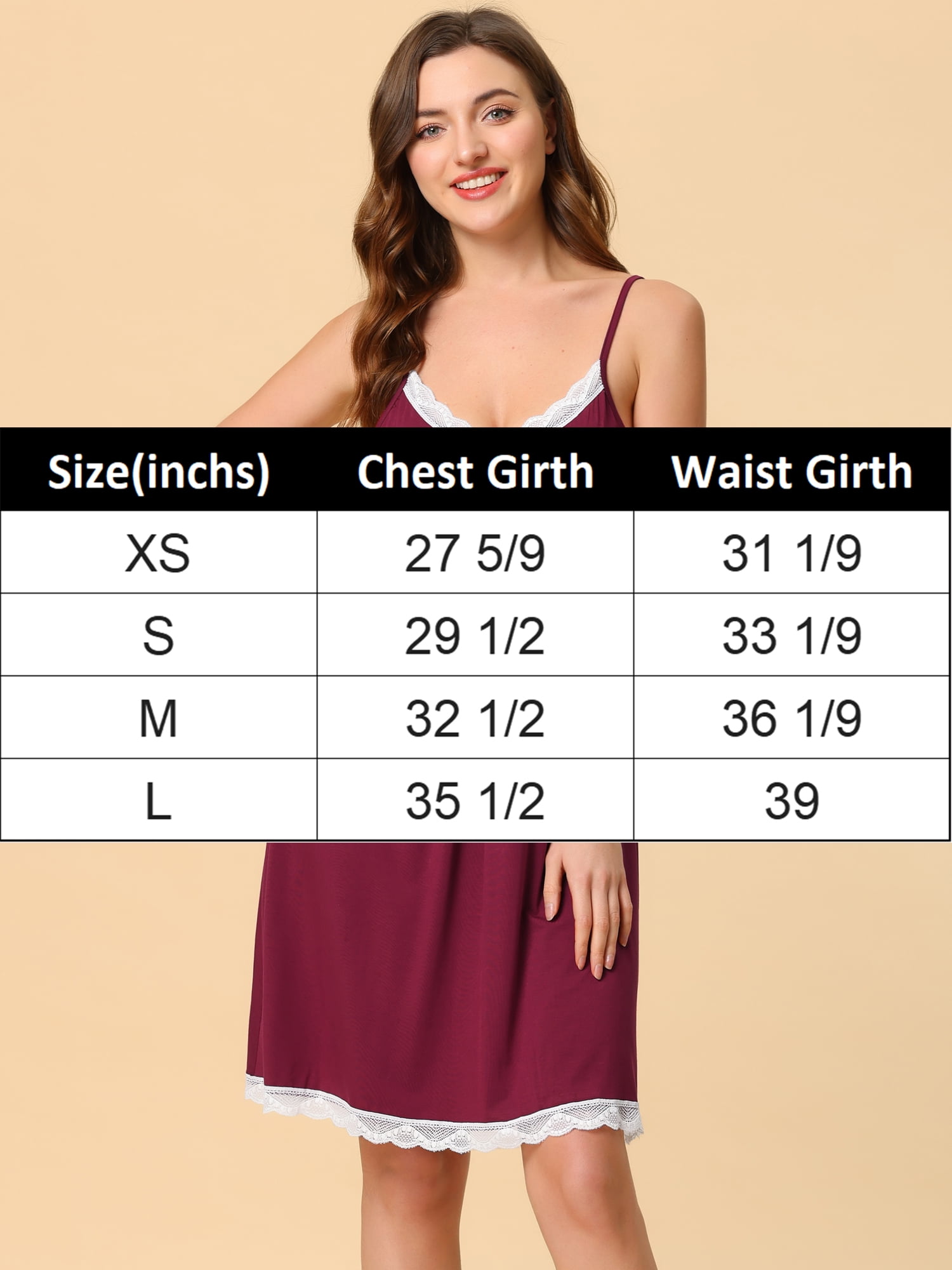 Unique Bargains Women's Pajama V Neck Lace Sexy Nightdress Stretchy Lounge Dress