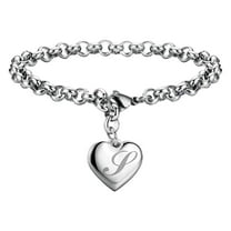 zttd fashion initial charm bracelets for teen girls stainless steel heart charm bracelets for women 26 letters alphabet bracelet jewelry gifts for teenage girls