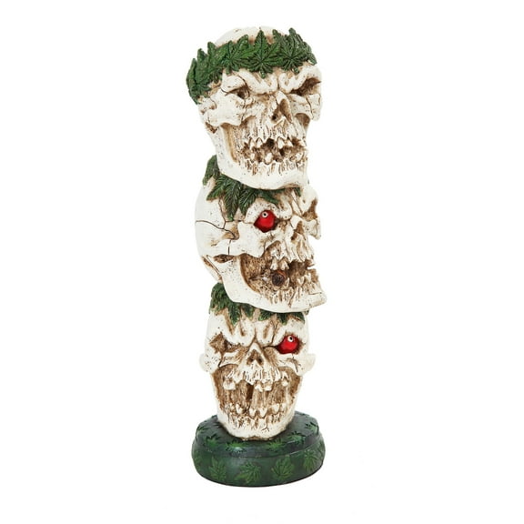 PTC Stacked One Eyed Skulls Incense Burner Statue Figurine, 12" H