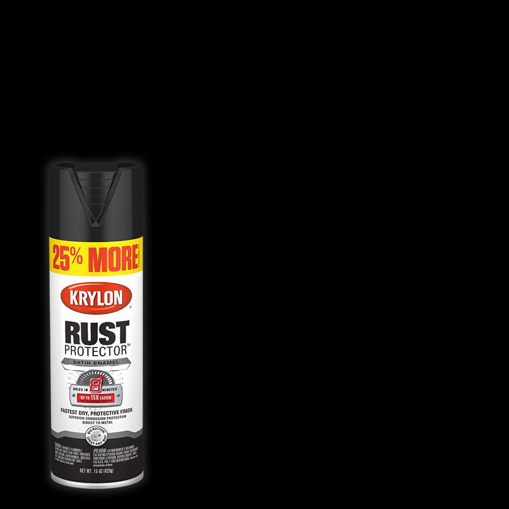 Krylon Rust Protector Enamel Spray Paint, Satin, Black, 15 oz.