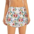 thumbnail image 2 of Xecao's Rose Flowers for a double-layer running short for women, perfect for gym, tennis, and more, featuring a convenient pocket., 2 of 9