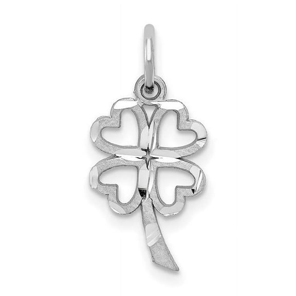 Finest Gold 10K White Gold Solid Open 4-Leaf Clover Charm