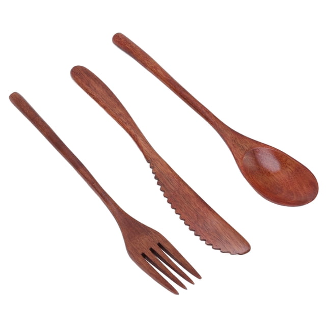 Juego de cubiertos de madera ANGGREK cortador tenedor cuchara caja