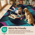 thumbnail image 4 of Design&I 9'x12' Washable Area Rug Vinyl Record Cd Retro Funky Wave Tapete Redondo Groovy Wet Music Refined for Great Room, Large Living Giant Skid-Resistant, 4 of 7
