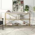 thumbnail image 5 of Evelyn&Zoe Fionn 55" Wide Rectangular Console Table with Faux Marble Top, Gold, 5 of 8