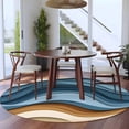 thumbnail image 4 of Abstract Blue Round Area&nbsp;Rug 5ft Brown Wave Stripe Ombre Water Ripple Modern Non-Slip&nbsp;Washable Circle Rugs Soft Felt Indoor Floor Mat for Bedroom Kitchen Living Room Bathroom, 4 of 9