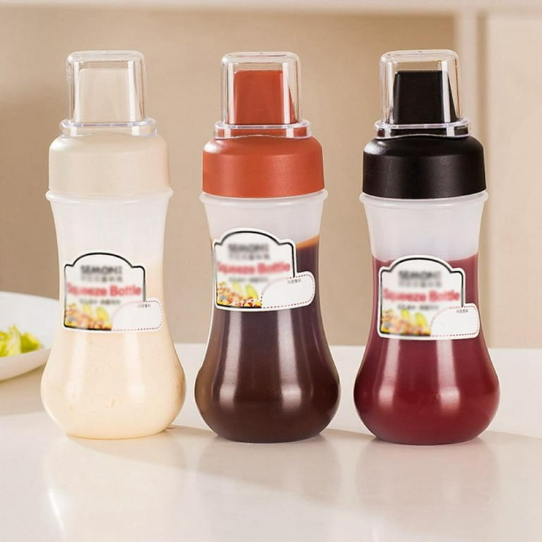 Crystalia Squeeze Bottles, Squirt Bottle Set with Cap, Condiment Squeeze  Container for Oil Ketchup Mustard BBQ Sauce Syrup, 4 PCs