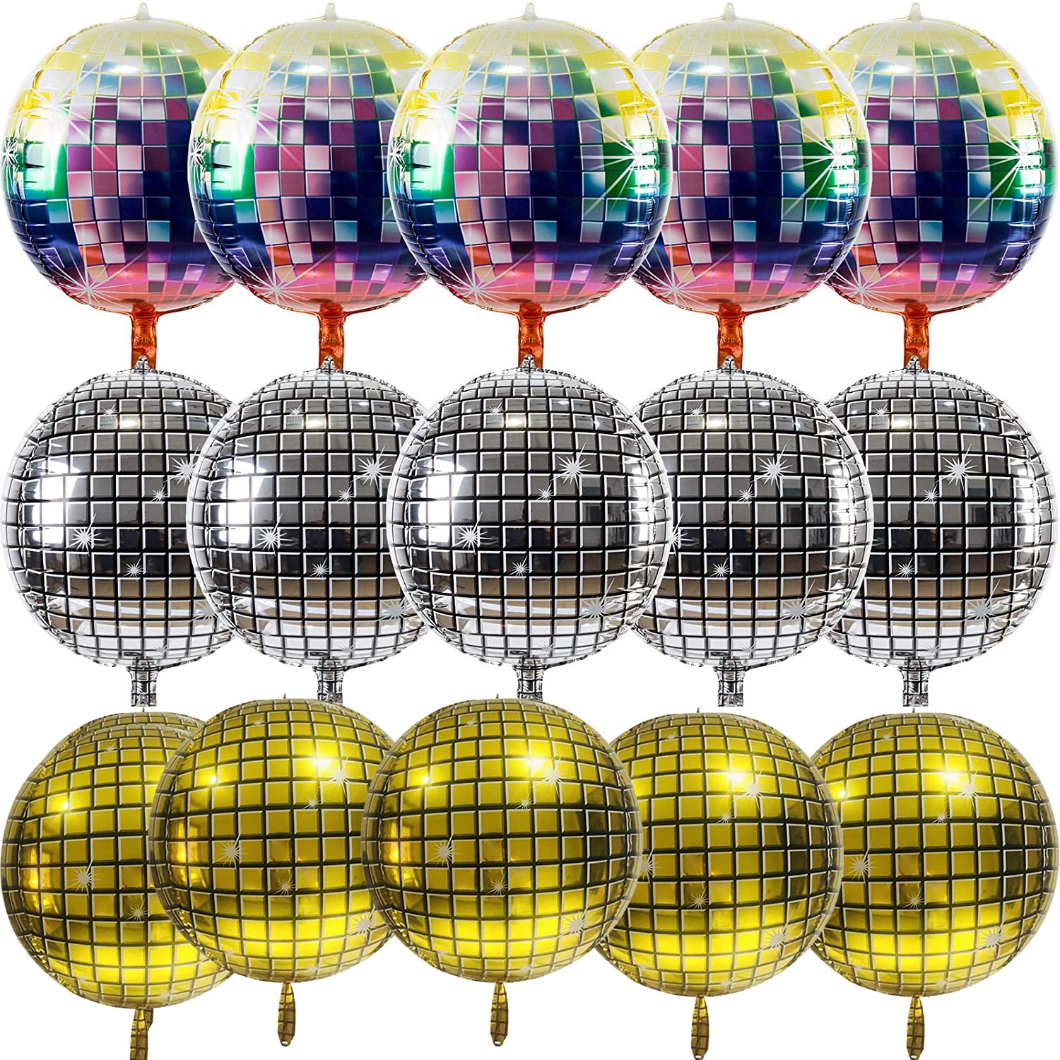 Disco Fever Two-Sided Round Foil Helium Balloon - Inflated Balloon