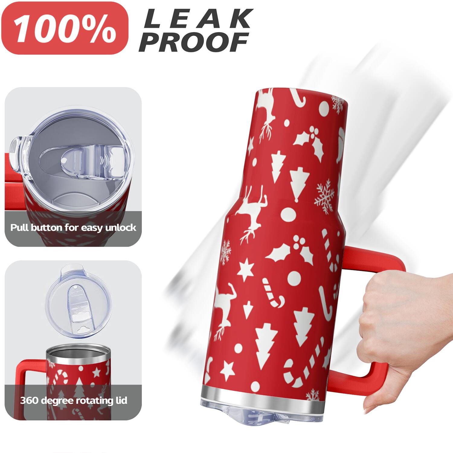 1pc 40 oz Christmas Tumbler with Lid and Straw Stainless steel Insulated tumblers Cute water bottle Travel/Gym coffee tumbler Gifts for Women/men