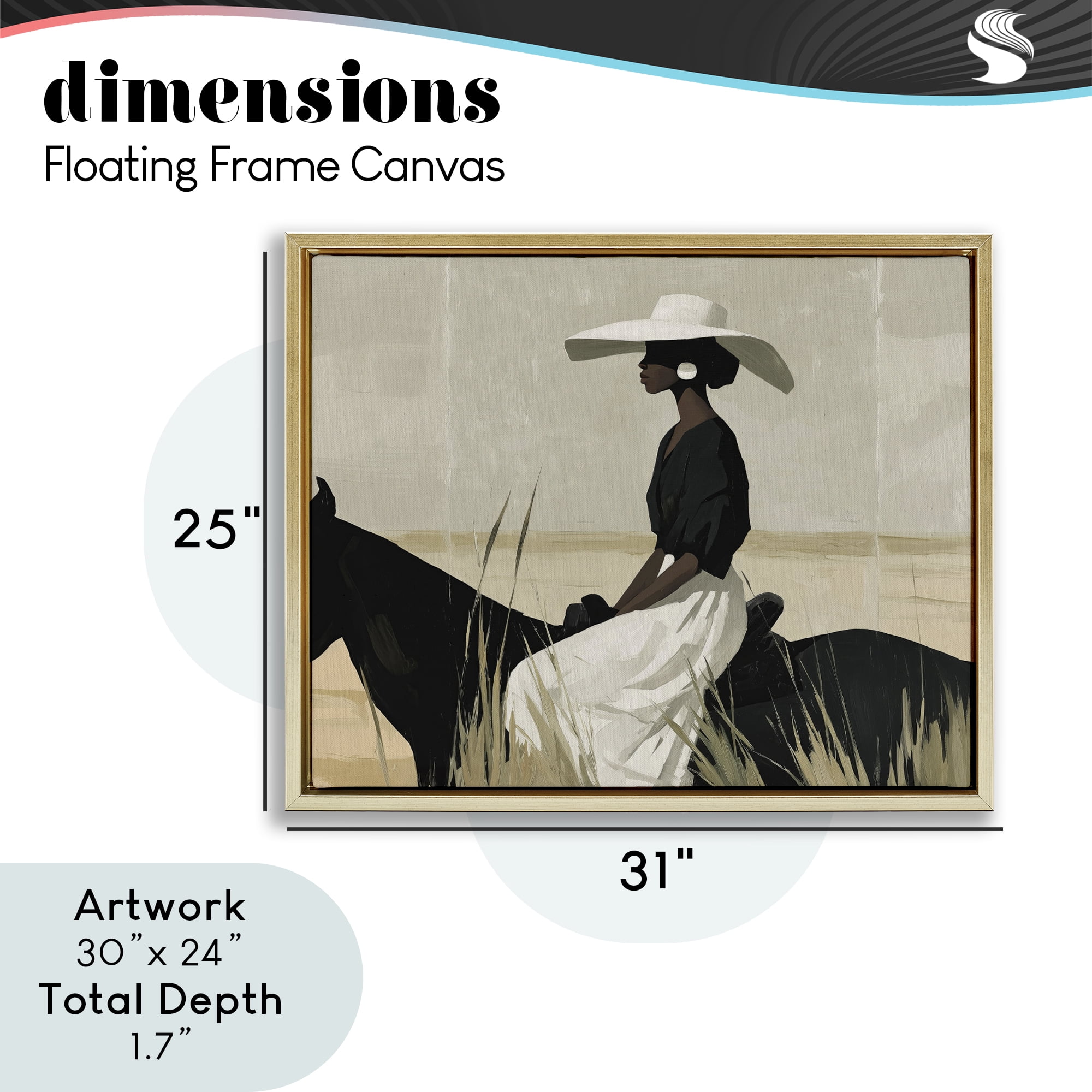 Stupell Industries Equestrian Elegance Silhouette Gold Framed Floater Canvas Wall Art, design by Svetlana Aleynikova