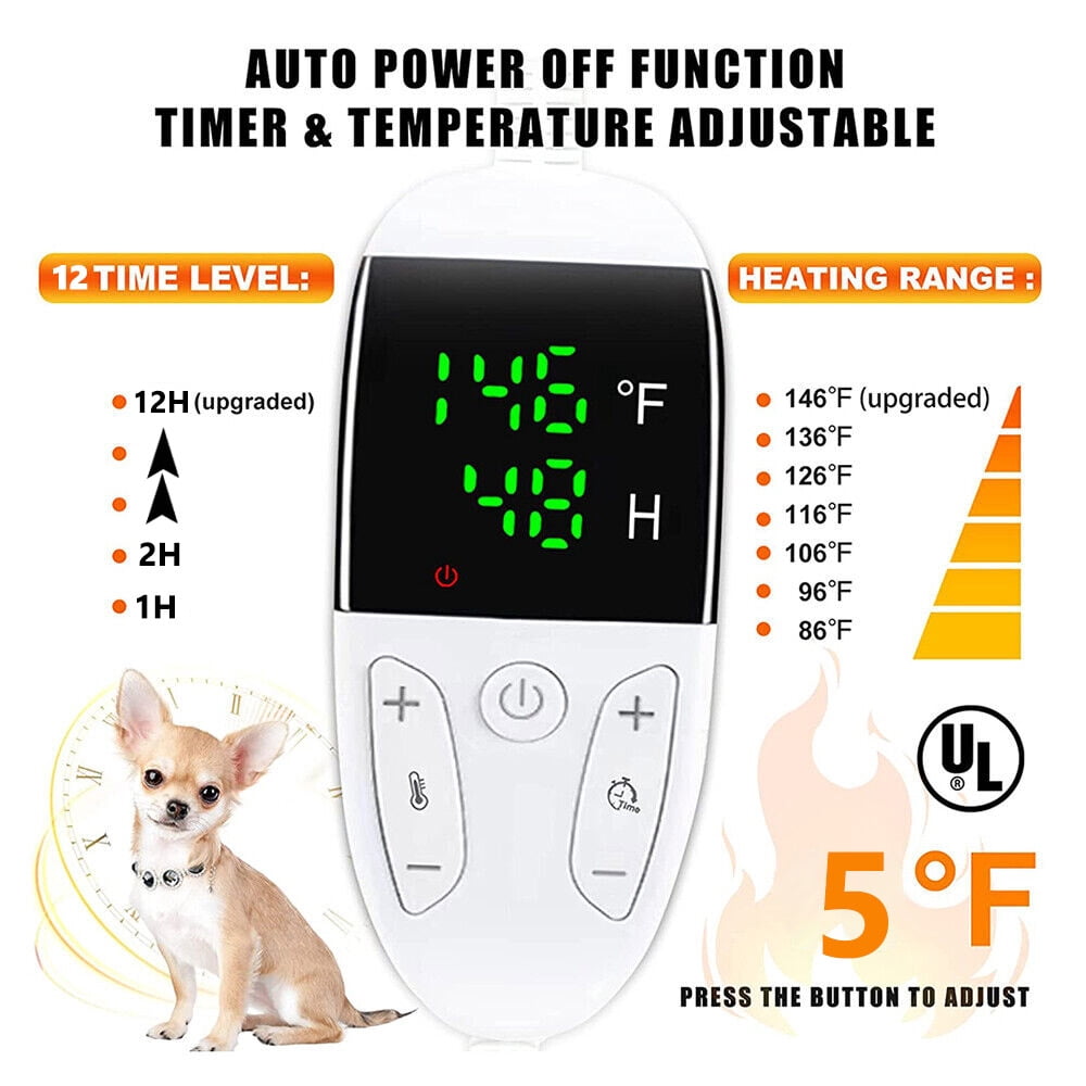 Heated Dog Bed, 2-Sizes Pet Heating Pad Electric Blanket Waterproof Mat Warmer Washable for Dog Cat, 26 * 20 Inch