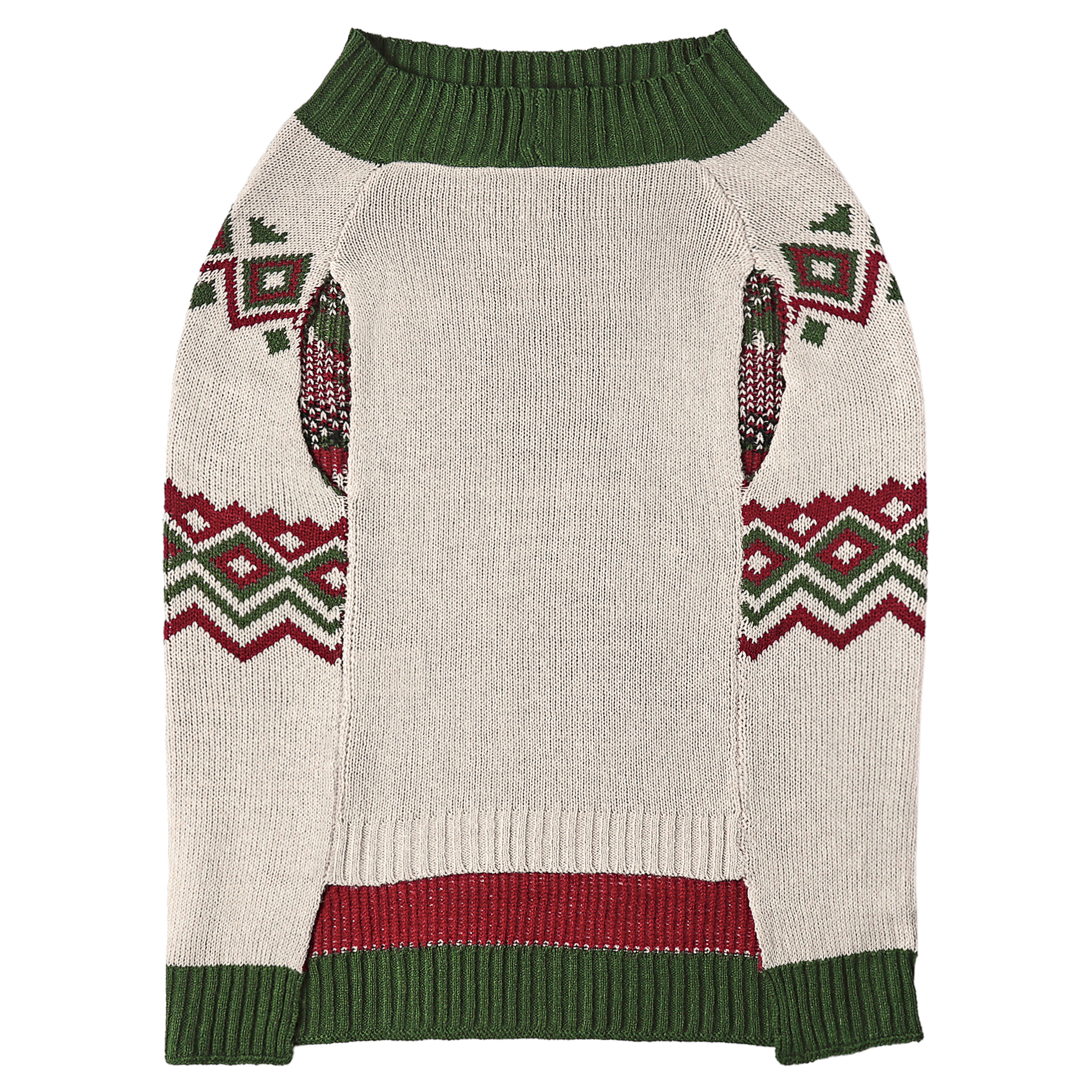 Vibrant Life Holiday Truck Hooded Dog Sweater, Beige & Green, Large