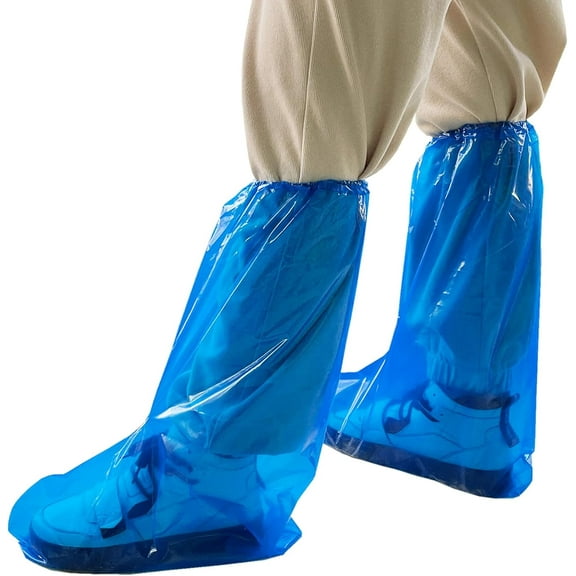 50 Pcs (25 Pairs) Disposable Thicker Boot and Shoe Covers 19 inch Tall Extra Large Waterproof Anti-Slip Overshoe