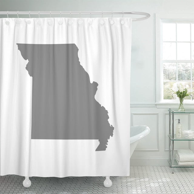 Cortina de ducha ABPHQTO gris con mapa de contorno azul del estado de Missouri 152x180 cm