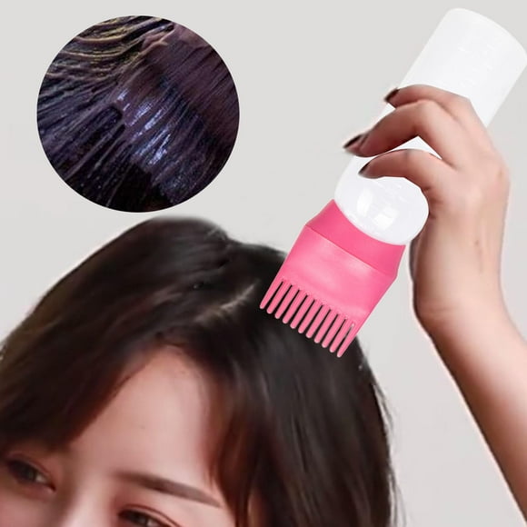 Botella de peine de de 120ml/herramienta de peluquería permanente con escala graduada botella vacía para apretar/peine de tinte para el cabello Rosado Macarena Peine de tinte para el cabello