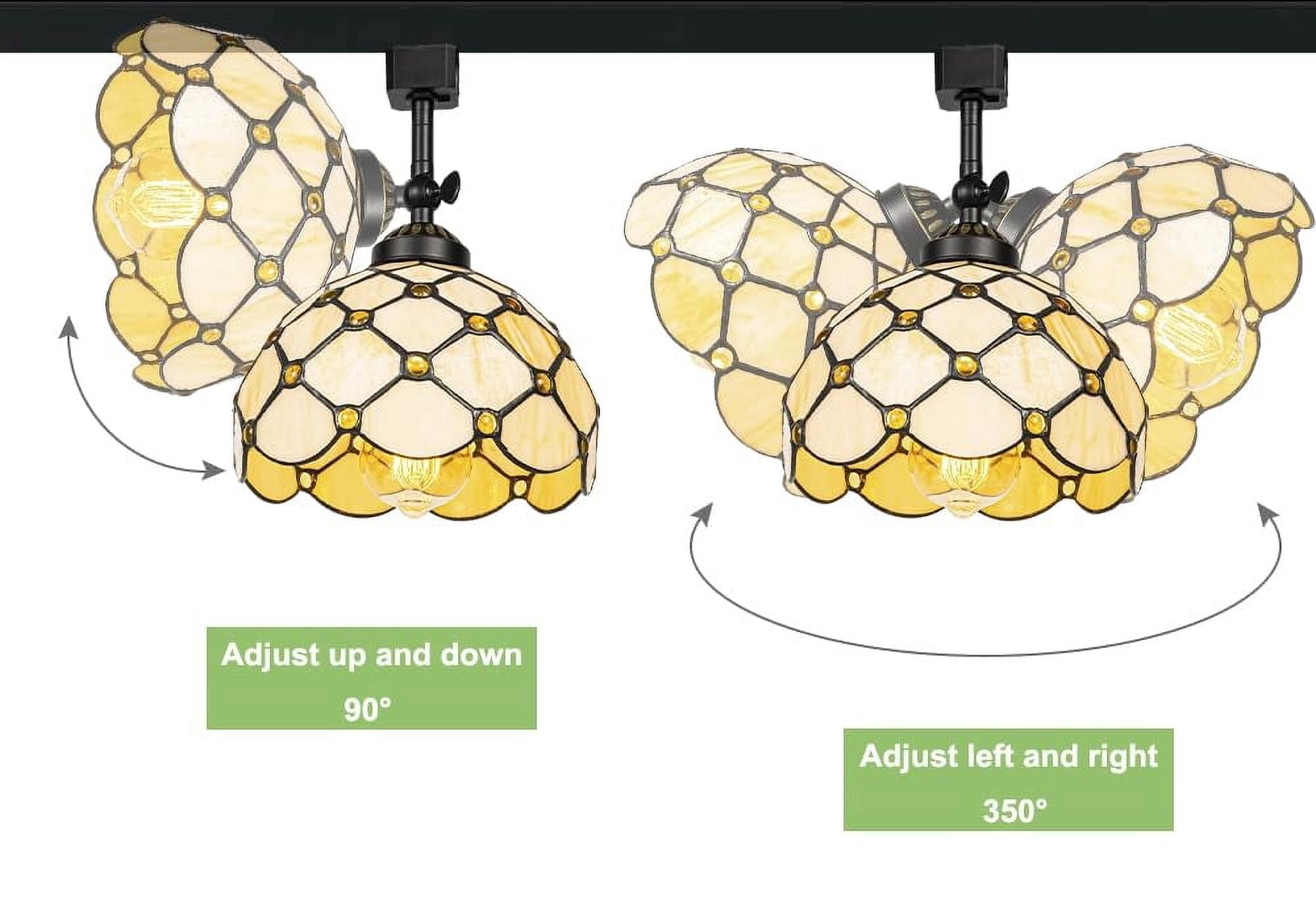 KAYYELAMP 3 Pcs Dimmable J-Type Track Head Lighting Adjustable Angle Tiffany Ceiling Light Glass Shade And Beads Handmade Minimalist Track Light Fixture For Gallery Mirror Front(No Track)