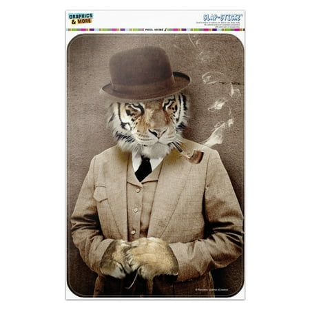 Tiger in Hat and Suit Smoking Pipe Home Business Office