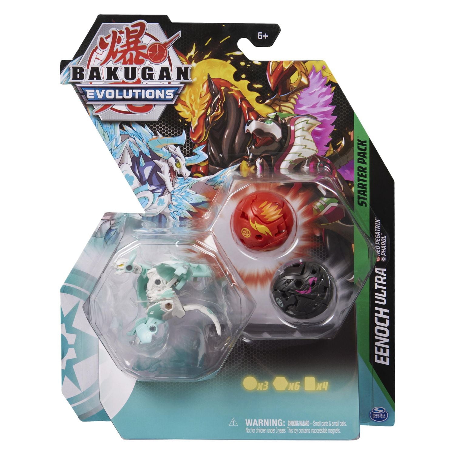 Bakugan Evolutions Starter Pack , Coffret de 3, Eenoch Ultra avec Neo Pegatrix et Pharol, Figurines articulées à collectionner, à partir de 6 ans