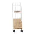 thumbnail image 4 of Decmode Rustic Fir Wood and Metal Magazine Basket With Caster Wheels, White, 4 of 5