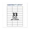 thumbnail image 7 of Copier Mailing Labels, Copiers, 1 X 2.81, White, 33/sheet, 100 Sheets/box | Bundle of 5 Boxes, 7 of 7