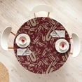 thumbnail image 4 of Ambesonne Jazz Vibes Fitted Round Tablecloth, Boho Art Saxophone Blues, 56"- 60" Diameter, Pale Mustard Raspberry, 4 of 5